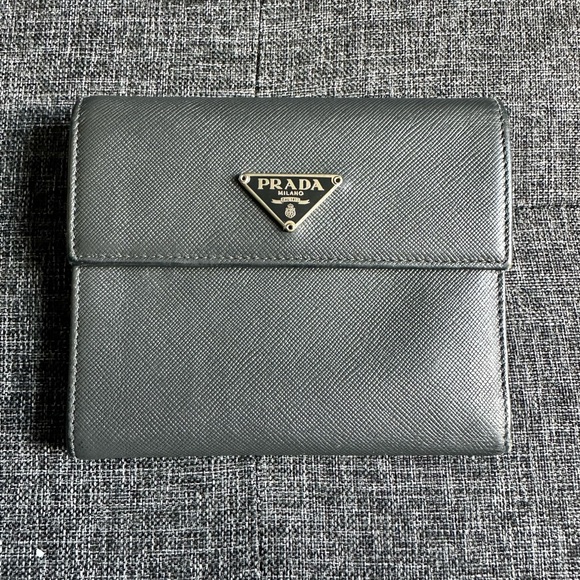 Prada Dark Gray Saffiano Leather Wallet - Picture 1 of 7